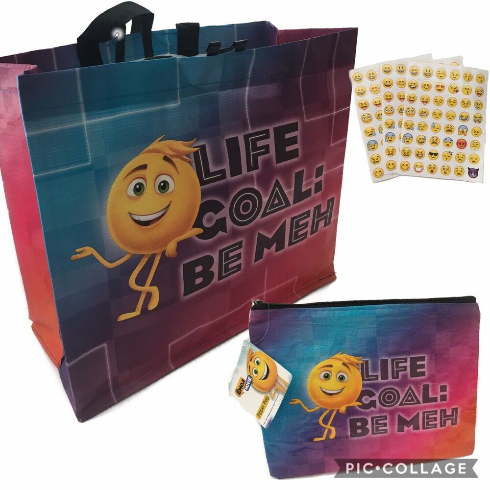 The Emoji Movie Overnight Tote Bags And Makeup Case Stickers Party Favors Sets